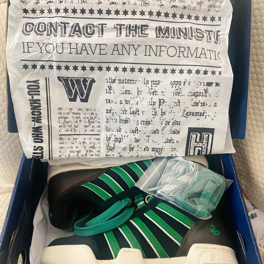 Green and Brown Striped Sneakers